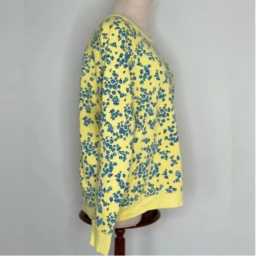 Draper James Natalie Sweatshirt in Cherry Blossom Yellow Blue Dainty Pullover XL